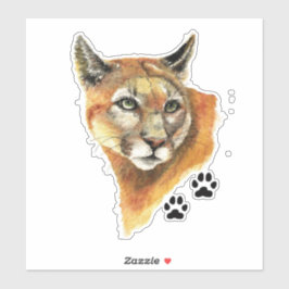 Adesivo Aquarela Cougar, Puma, Leão De Montanha Arte Anima