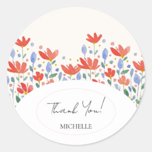 Adesivo Aquarela de Flores Silvestres em Doce Vermelho e A