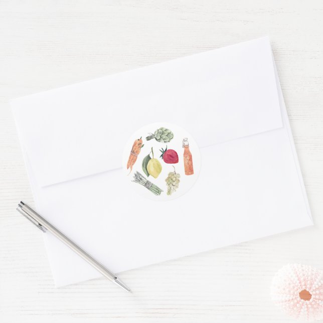 Adesivo Aquarela de Legumes e Frutas (Envelope)