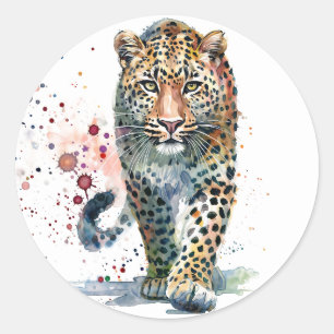 Adesivo Aquarela de Leopardo Caminhando