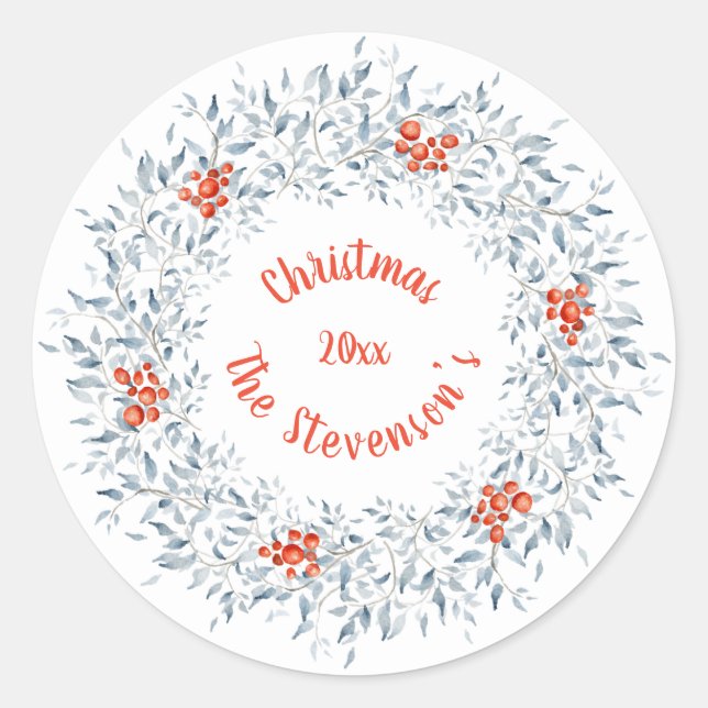 Adesivo Aquarela de Natal. Tipografia Feriados Vermelhos (Frente)