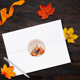 Adesivo Aquarela de Peru de Ação de Graças e Abóboras