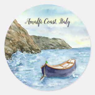 Adesivo Aquarela de um barco a remo na Costa Amalfitana, I