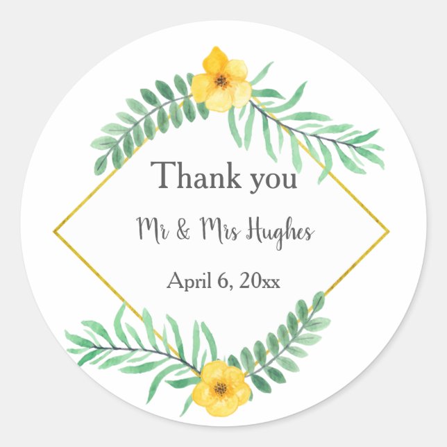 Adesivo Aquarela Deixa-te e obrigado de flor amarela (Frente)