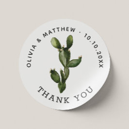 Adesivo Aquarela Desert Cactus. Casamento Russo Obrigado