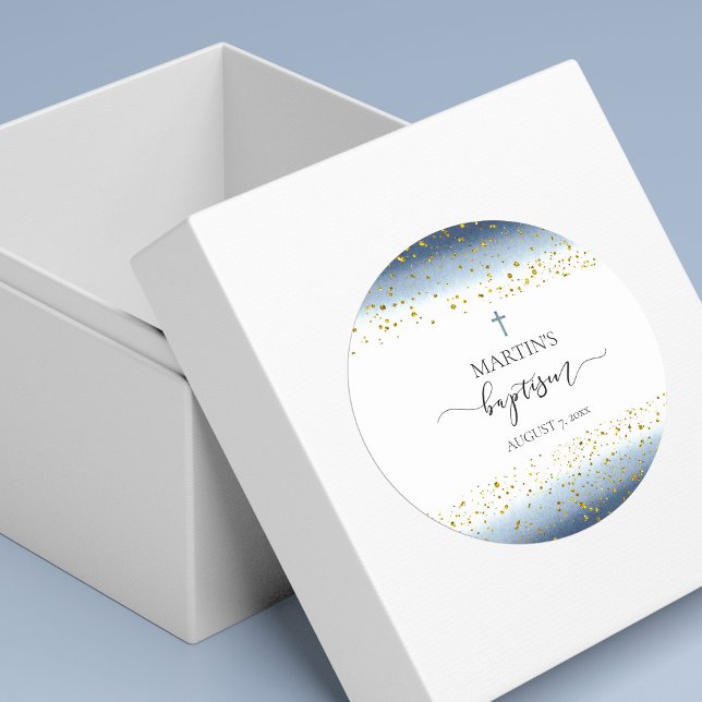 Adesivo aquarela e folha de ouro FAUX detalham batismo (Criador carregado)