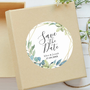 Adesivo Aquarela Elegante Casamento Verde Save The Date