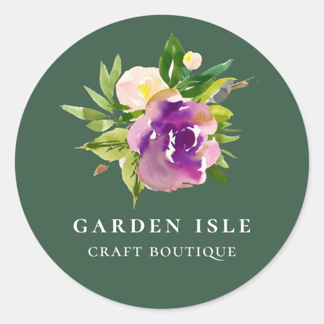 Adesivo Aquarela Elegante Purple Floral Verde (Frente)
