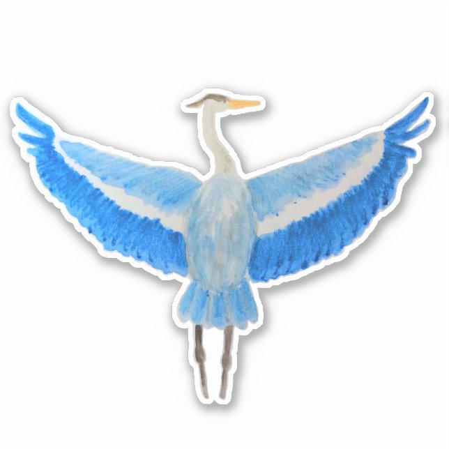 Adesivo Aquarela Excelente de aves Azul Herão (Frente)
