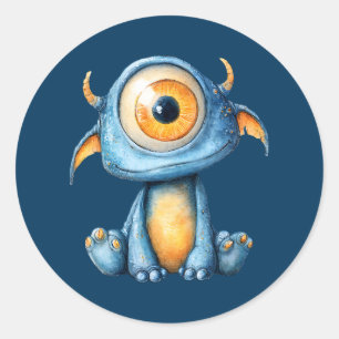 Adesivo Aquarela Extraterrestre Alienígena Fofa Azul Marin