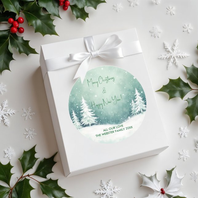 Adesivo Aquarela Feliz Natal e Feliz ano novo (Criador carregado)