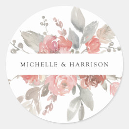 Adesivo Aquarela Floral Cor-de-Rosa Escamosa Elegante