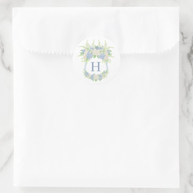 Adesivo Aquarela Floral Crista de Hortênsia Azul e Branco (Bolsa)