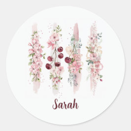 Adesivo Aquarela Floral de Cerejeira, Adicionar Nome