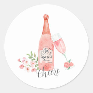 Adesivo Aquarela Floral e design de Vinho Rosé.