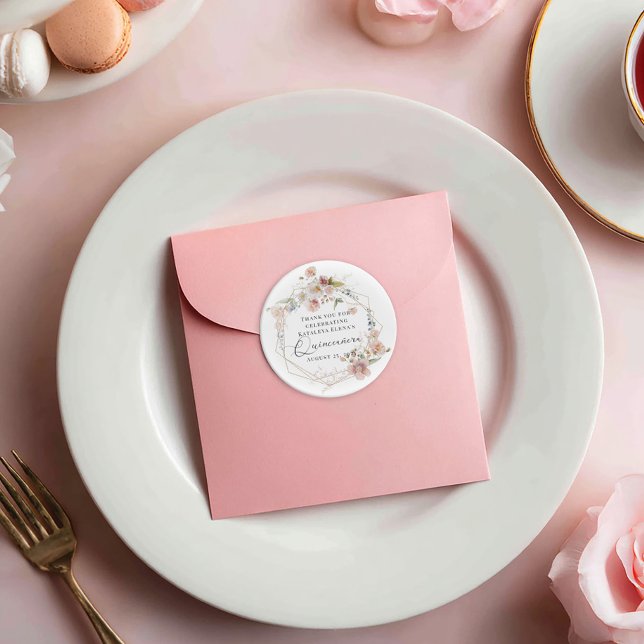 Adesivo Aquarela Floral Quinceanera (Criador carregado)