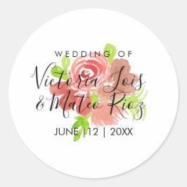 Adesivo Aquarela Floral Rosa Bege Blush Folha Casamento 