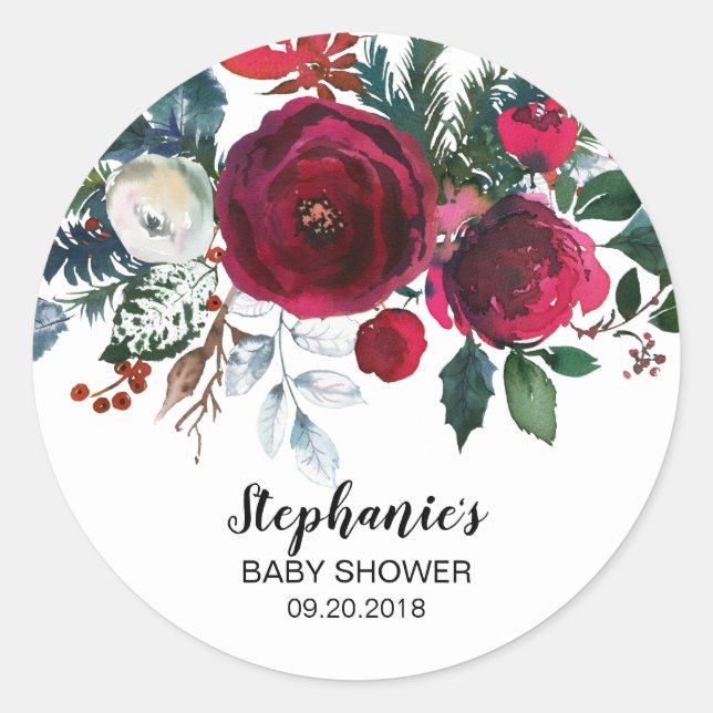 Adesivo Aquarela Flores de Borgonha de inverno (Frente)