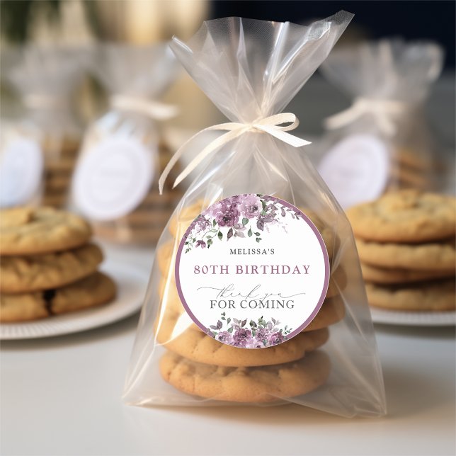 Adesivo Aquarela Flores Roxas Qualquer Idade Aniversário (Criador carregado)