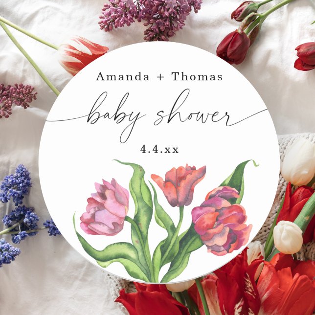 Adesivo Aquarela flores vermelhas Chá de Bebê (Criador carregado)