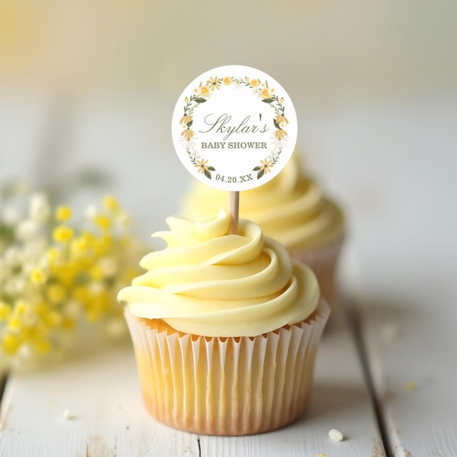 Adesivo Aquarela Florestas de Flores Selvagens Chá de fral (Watercolor Wildflower Florals Wreath Baby Shower Classic Round Sticker)