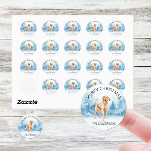 Adesivo Aquarela Golden Retriever Natal de Inverno