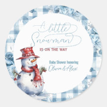 Aquarela Homem de Neve Inverno Menino Chá de Bebê