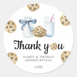 Adesivo Aquarela Leite e Cookies Obrigado gênero revelação