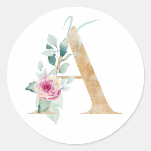 Adesivo Aquarela letra A com rosas