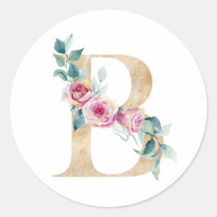 Adesivo Aquarela letra B com rosas
