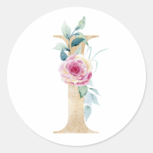 Adesivo Aquarela letra I com rosas