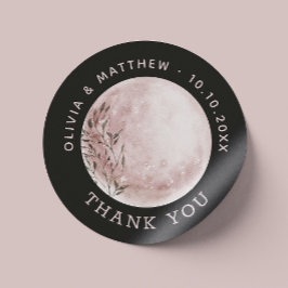 Adesivo Aquarela Lua | Favor de Casamento Preto Obrigado