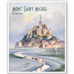 Adesivo Aquarela Mont Saint Michel França Viagem Vintage