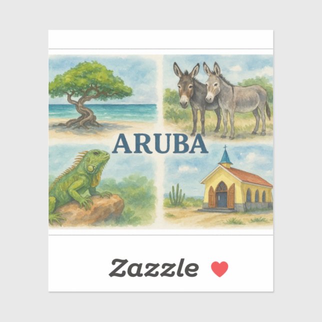 Adesivo Aquarela multiview de Aruba (Folha)