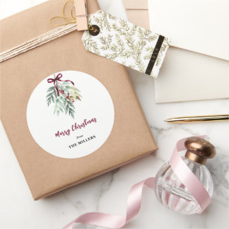 Adesivo Aquarela Natal Verde Folhagem Fita Burgundy