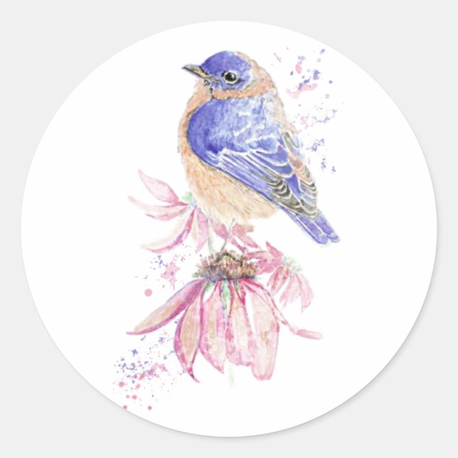 Adesivo Aquarela Oriental Bluebird Blue Bird Art (Frente)