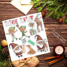 Adesivo Aquarela Papai Noel Elfos Natal Personalizado Cort