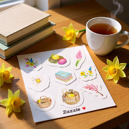 Adesivo Aquarela Primavera com conjunto de buquê de flores