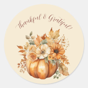 Adesivo Aquarela Pumpkin Floral-Agradável e Grateful-