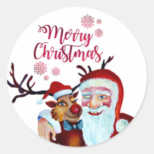 Adesivo Aquarela Rindo Santa Claus Rudolf Sorrindo Cof