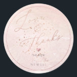 Adesivo Aquarela Romântica Blush Coastal Beach Obrigado<br><div class="desc">PixDezines champanhe cor-de-rosa ou blush watercolor costeiro / praia / costa,  uma letra de coraçãozinho e de escrita elegante em falso rosa Gold Love & Obrigados para etiquetas de presentes de casamento ou qualquer ocasião especial. Copyright © 2017-2019 PixDezines ™. Todos os direitos reservados.</div>