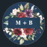 Adesivo Aquarela Romântica Vermelho Borgonha Azul Floral<br><div class="desc">Convites de casamento elegantes e modernos com selos de envelope florais em aquarela romântica apresentam um buquê de rosas em aquarela em burgundy / marsala, rosa bege, azul naval roxo, pêssego com folhagens combinando. Perfeito para um casamento de outono / verão. Encontre mais designs e variações correspondentes na minha loja...</div>