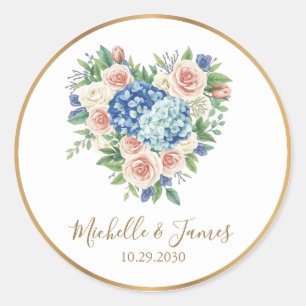 Adesivo Aquarela Rosa de Hortênsia Floral Casamento Dourad