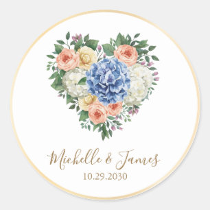 Adesivo Aquarela Rosa Hortênsia Floral Casamento Dourado