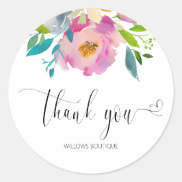 Adesivo Aquarela Rosa Obrigado Caligrafia