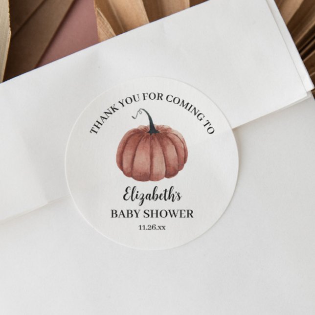 Adesivo Aquarela Ruspumpkin Obrigado Chá de fraldas (Criador carregado)