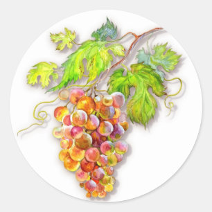 Adesivo Aquarela Uvas & Folhas Verdes – Colheita Artística