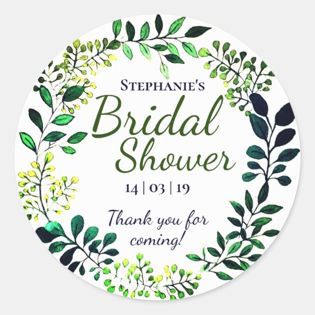 Adesivo Aquarela Verde | Obrigado por Comparecer no Chá de (Frente)