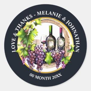 Adesivo Aquarela vinho uvas garrafas vidro redondo adega