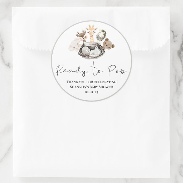 Adesivo Aquarelas Animais Falham Chá de fraldas Dourado mo (Bolsa)